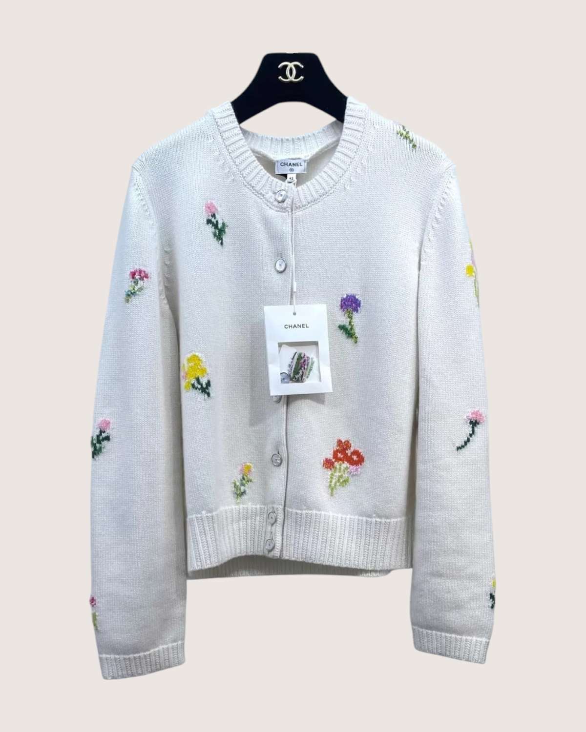 Chanel 26P Floral Cashmere Cardigan