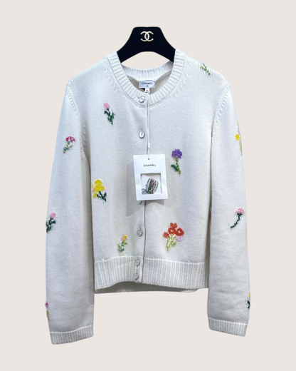 Chanel 26P Floral Cashmere Cardigan