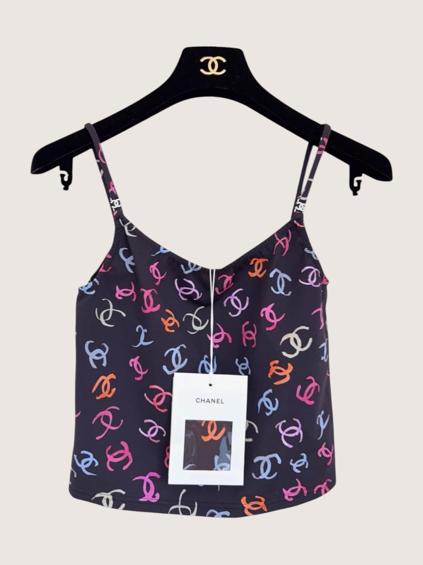 Chanel Crystal Logo Strappy Vest