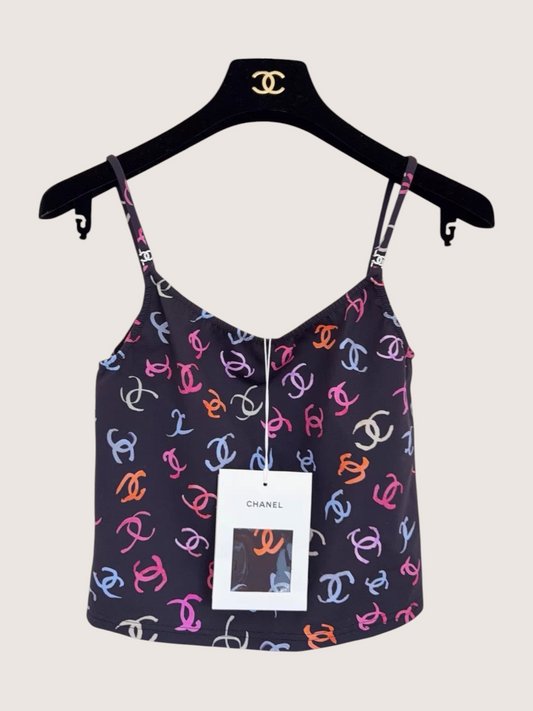 Chanel Crystal Logo Strappy Vest