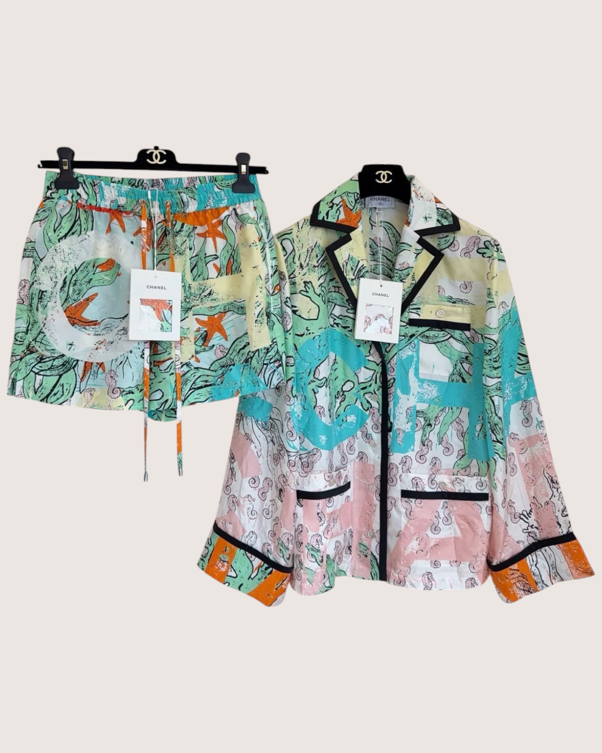 Chanel 26M Coco Beach Jacket & Shorts Set Blue, Multicolor FR 34