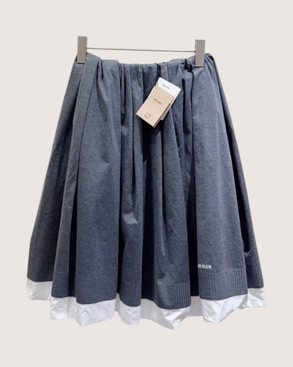 Miu Miu Pleated Mid-Length Skirt Grey, White FR 38