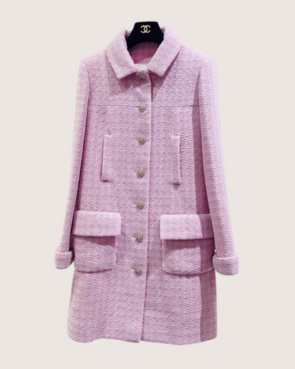 Chanel Tweed Coat Pink FR 36
