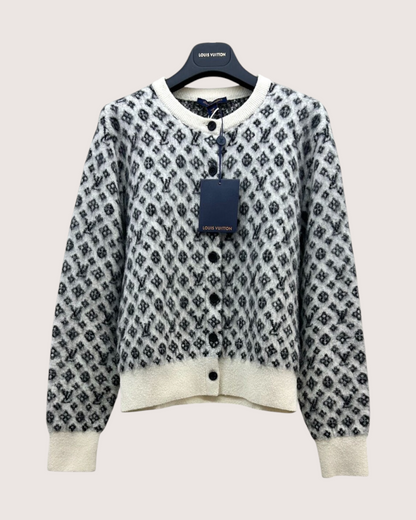 Louis Vuitton Cashmere Monogram Cardigan Grey, Beige/Ecru FR 36