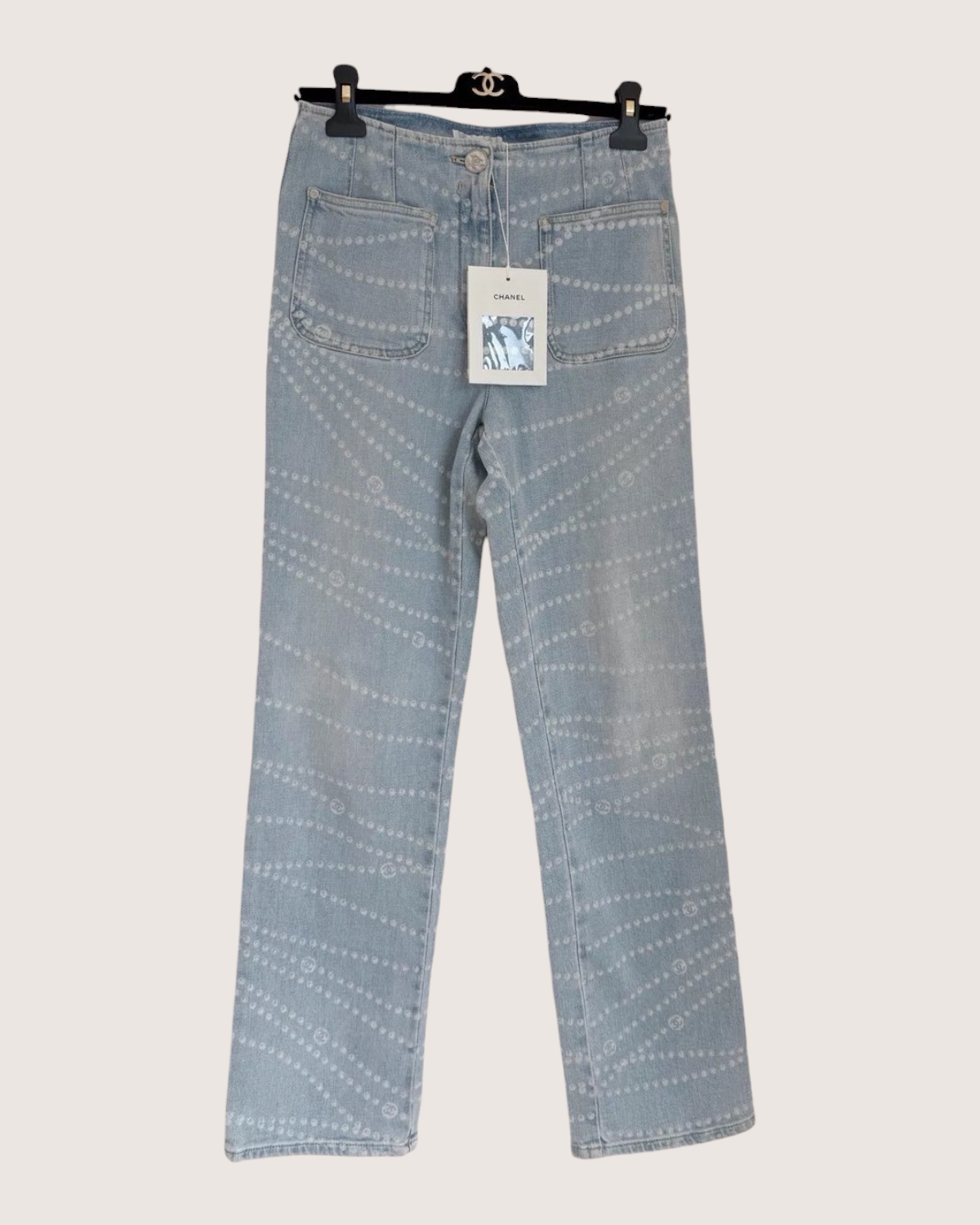 Chanel 25P Pearl Print Denim Jeans