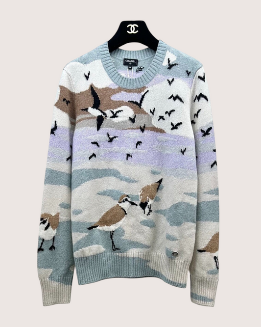 Chanel 24K Cashmere Seagull Cloud Sweater Blue, Beige/Ecru, Multicolor FR 38