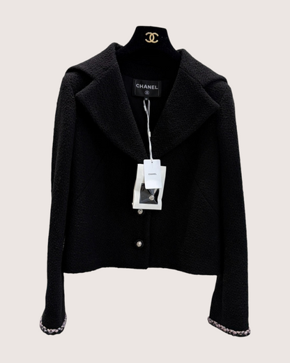 Chanel 24K Tweed Naval-Collar Jacket Black FR 36