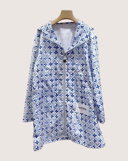 Louis Vuitton Monogram Hooded Zip-Up Jacket Blue, White FR 36