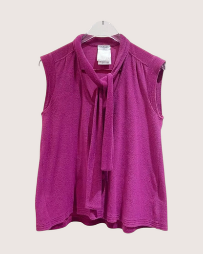 Chanel 07C Tie-Front Blouse Pink FR 38