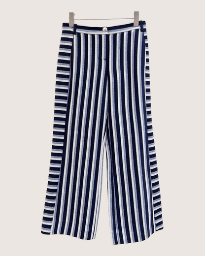 Chanel 19C Wool La Pausa Striped Trousers - Navy, White, Blue