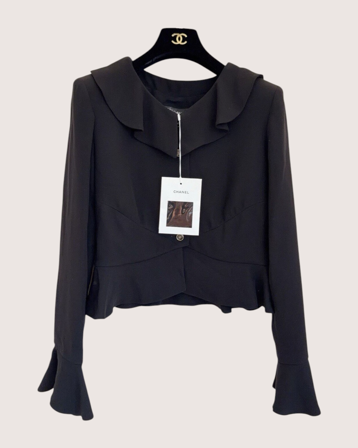 Chanel 25B Ruffle Jacket Black FR 36