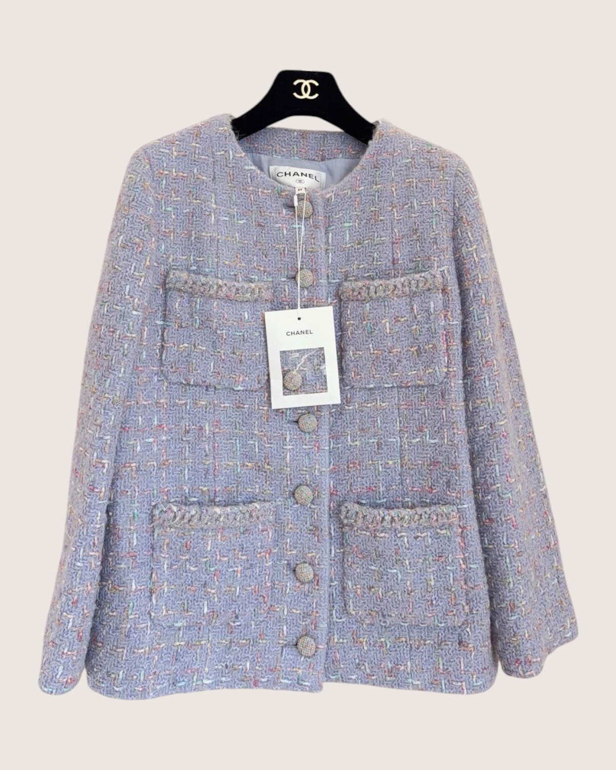 Chanel 25B Four-Pocket Tweed Jacket Purple, Multicolor FR 34
