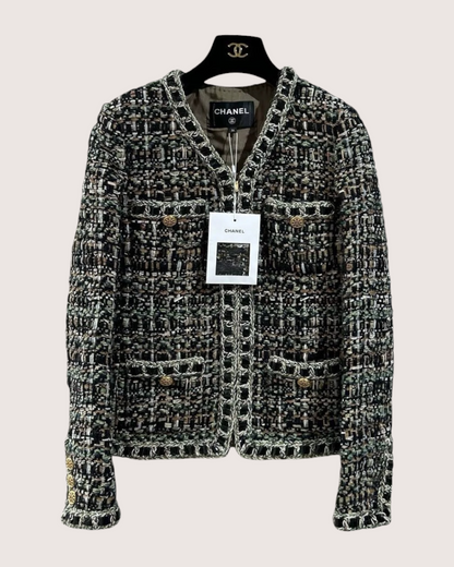 Chanel 16A Tweed Four-Pocket Jacket Black, Green, Multicolor FR 36