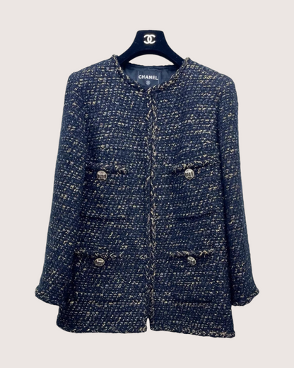 Chanel 19A Four-Pocket Tweed Jacket Black, Gold FR 38