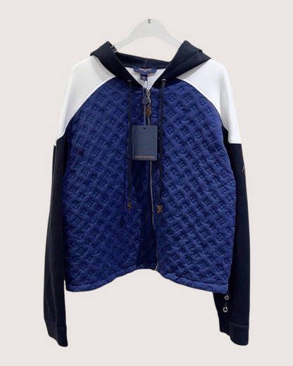 Louis Vuitton Colorblock Monogram Zip-Up Hoodie Blue, Black, White FR 40