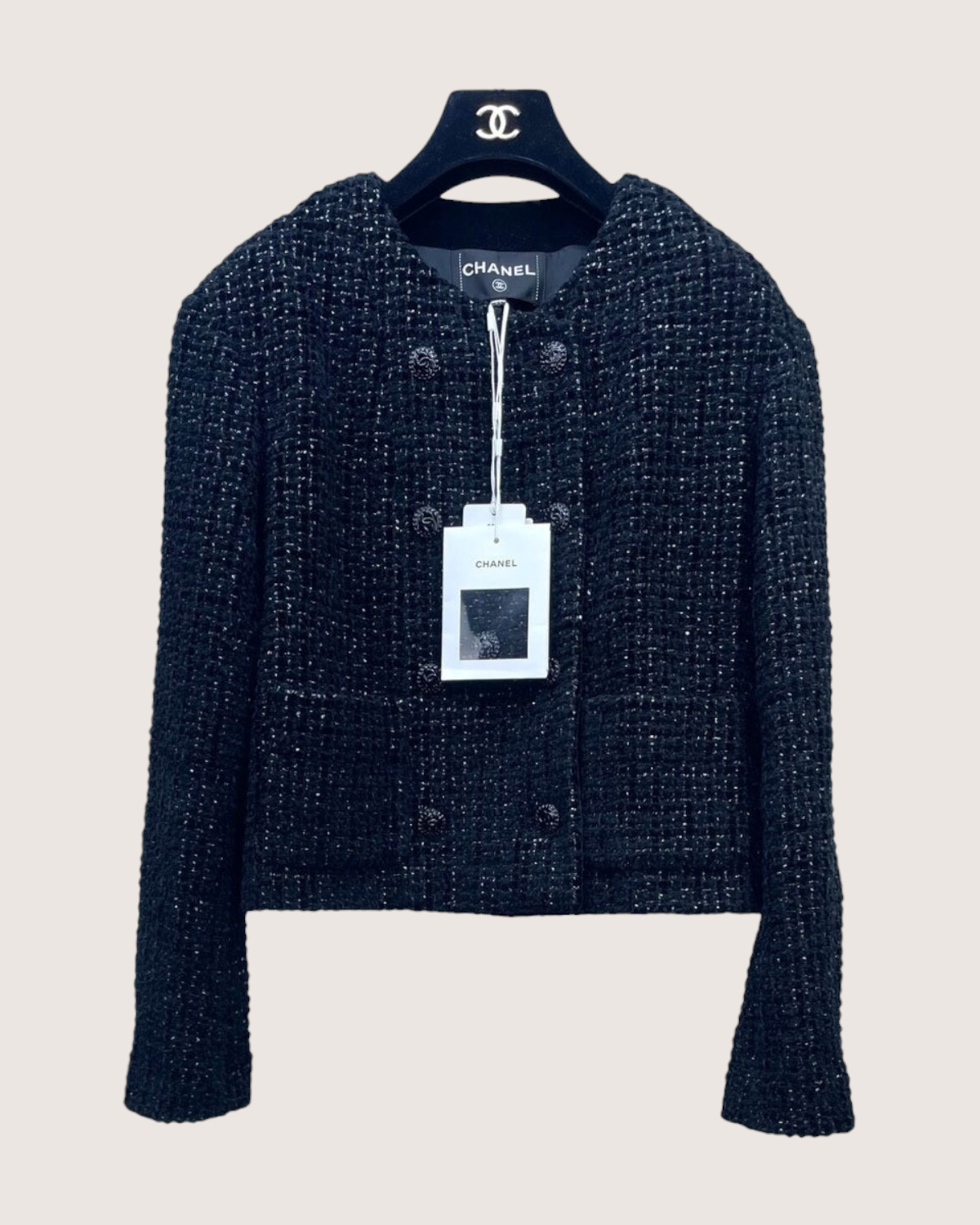 Chanel 22B Tweed Jacket Black FR 38