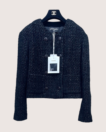 Chanel 22B Tweed Jacket Black FR 38