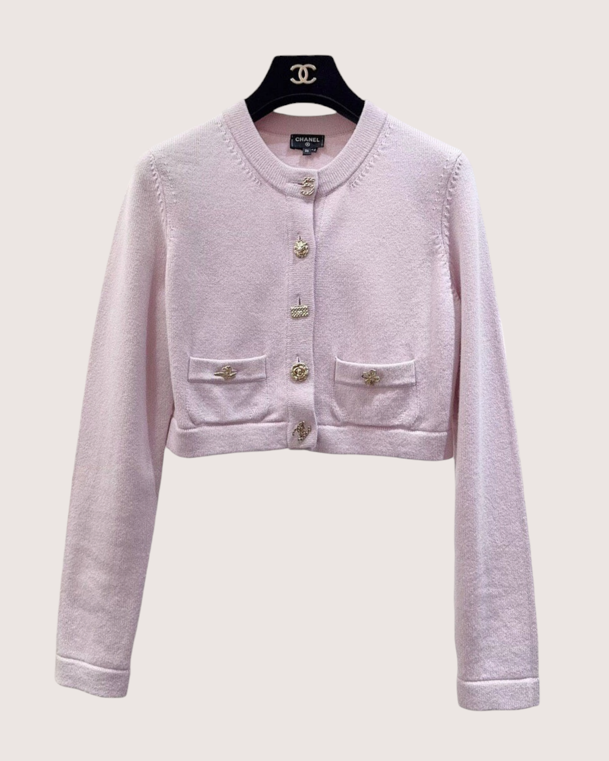 Chanel 22B Cropped Cardigan Pink FR 36