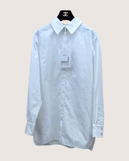 Chanel 24C Signature Star Longline Shirt White FR 34