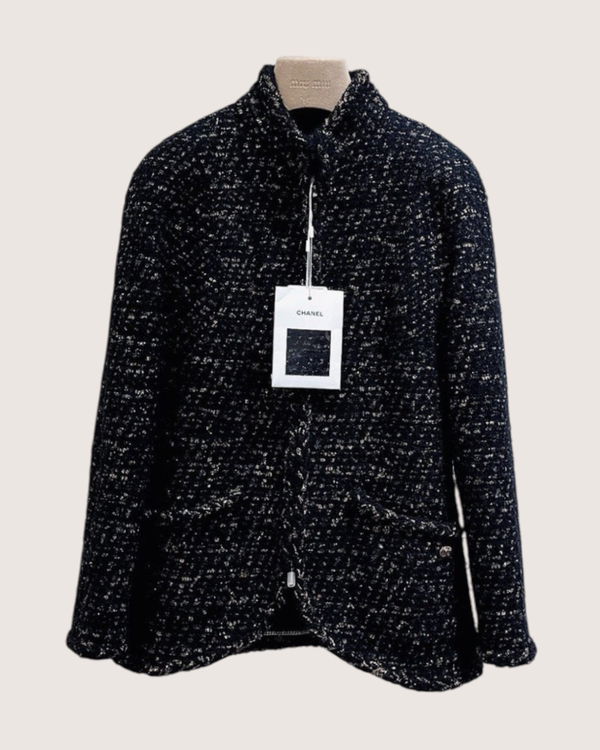 Chanel 19A Tweed Zip-Up Jacket Black, Gold FR 34