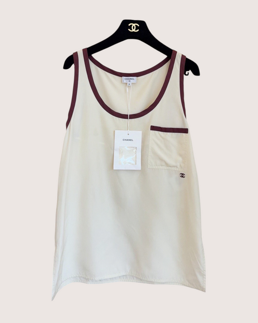 Chanel 26P Tank Top Beige/Ecru, Burgundy FR 38