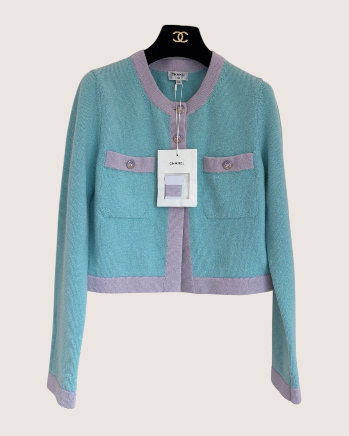 Chanel 24C Cashmere Cropped Cardigan Blue, Purple FR 34