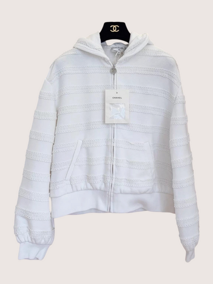 Chanel 24M Coco Beach Lace-Striped Zip-Up Hoodie