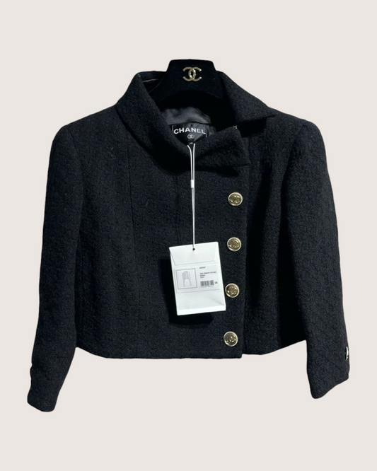 Chanel 20A Tweed Cropped Jacket - Black