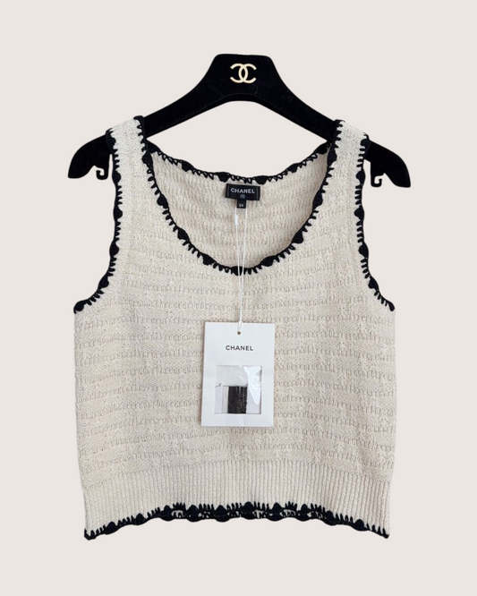 Chanel 26P Logo Top Beige/Ecru, Black FR 34