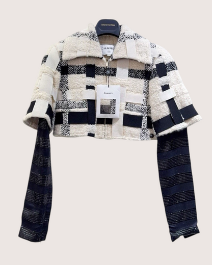 Chanel 16K Tweed Jacket Black, Beige/Ecru FR 34