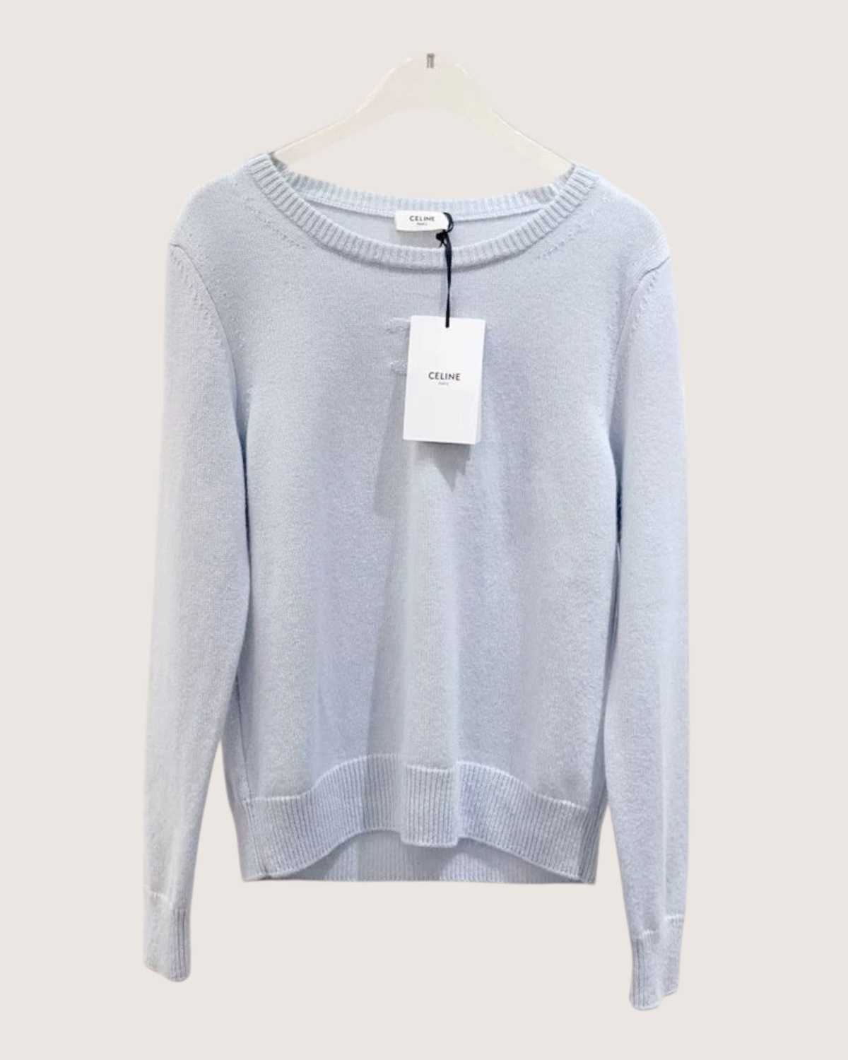 Celine Cashmere Triomphe Logo Sweater Blue FR 34