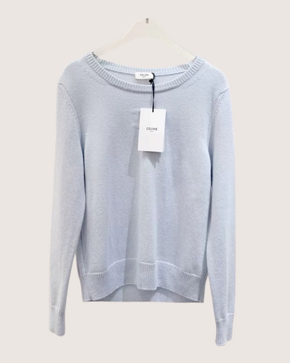 Celine Cashmere Triomphe Logo Sweater Blue FR 34