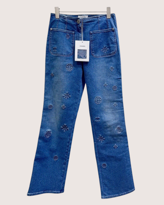 Chanel 21P Straight Denim Jeans Blue FR 36