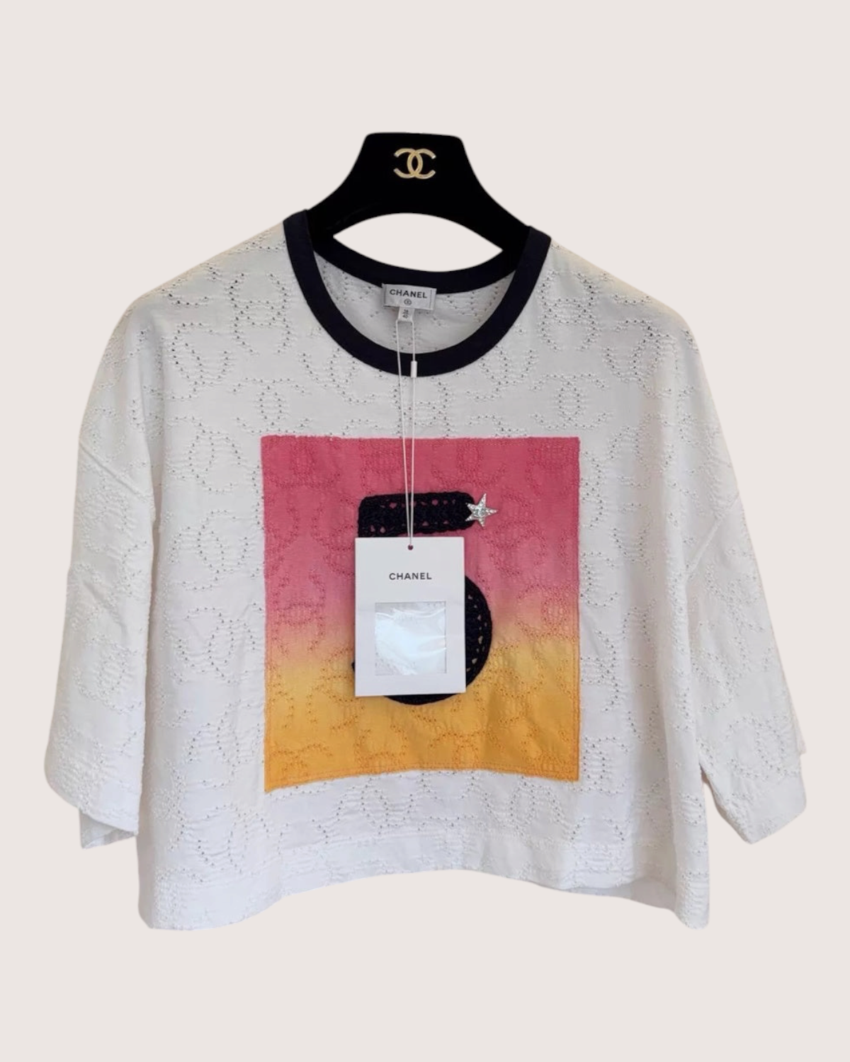 Chanel Short-Sleeve Openwork Gradient Top