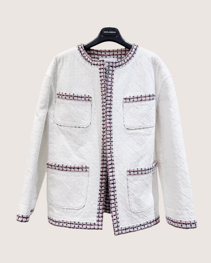 Chanel 19P Four-Pocket Tweed Jacket White, Pink, Navy, Multicolor FR 36