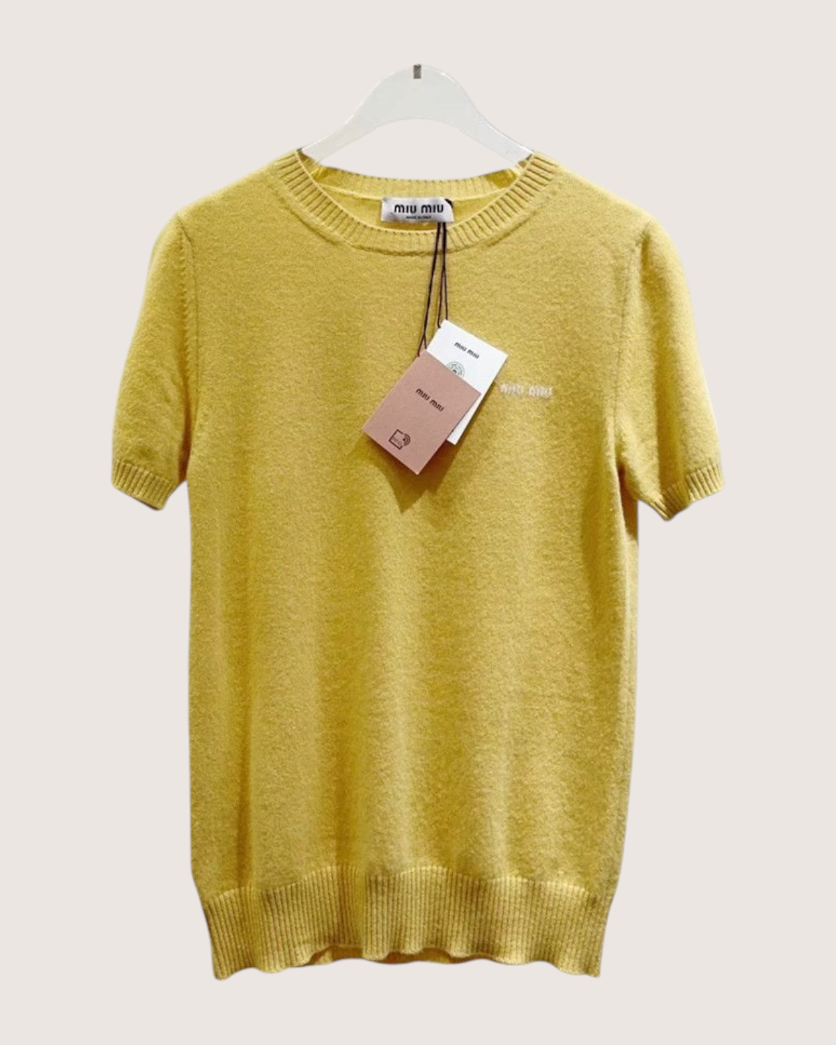 Miu Miu Short-Sleeve Sweater Yellow FR 38