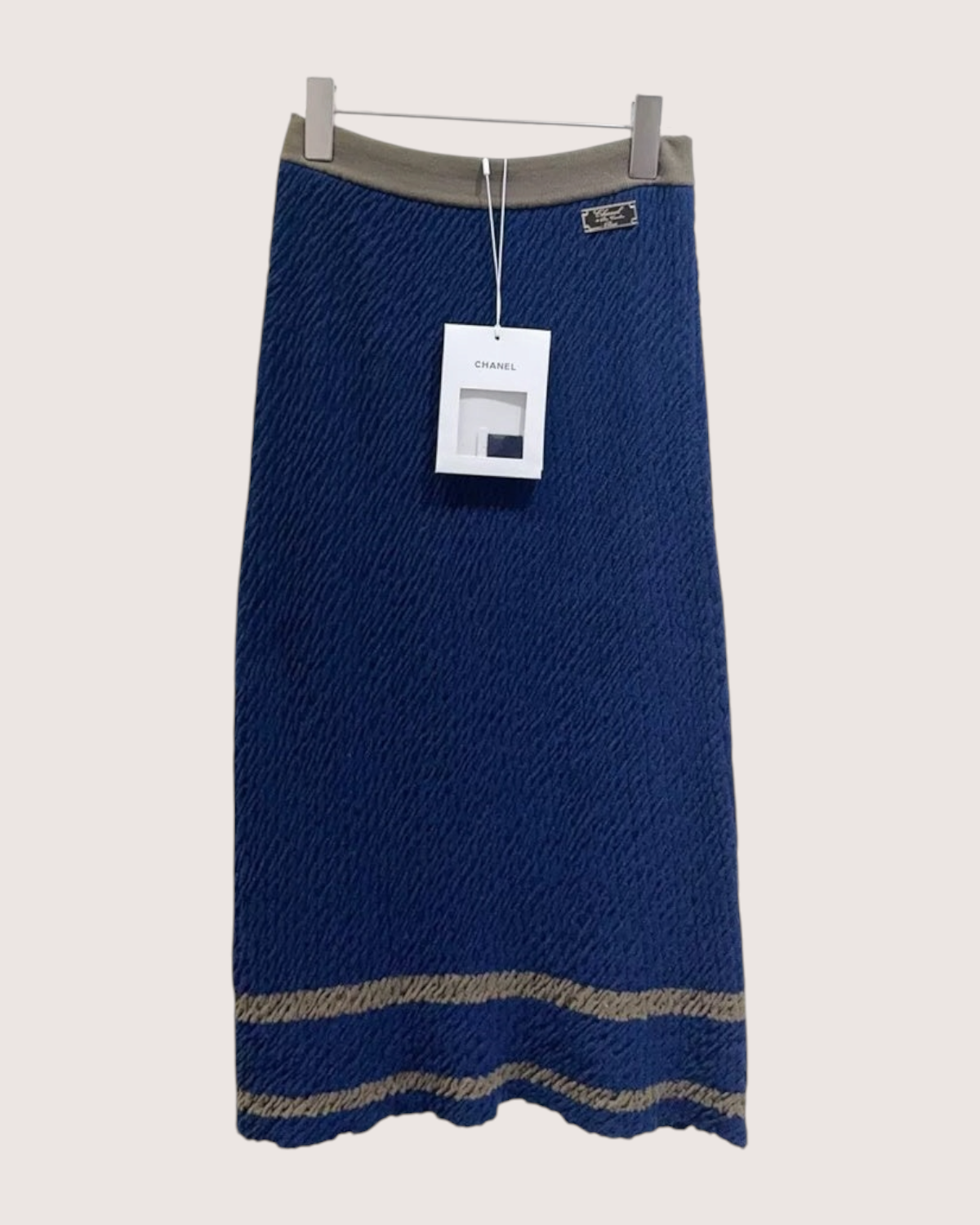 Chanel 20C Textured Skirt Navy, Beige/Ecru FR 34