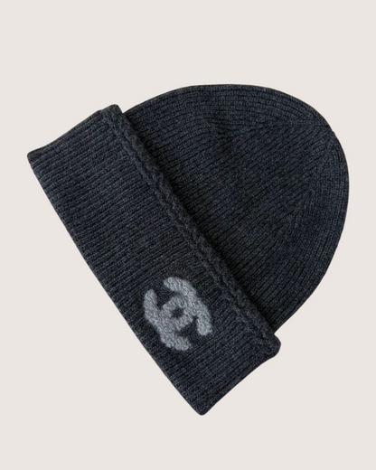 Chanel 25K Cashmere Logo Hat Grey One Size