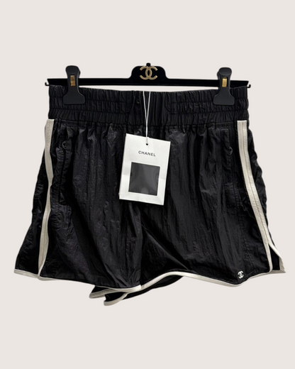 Chanel 26M Coco Beach Track Shorts Black, White FR 38