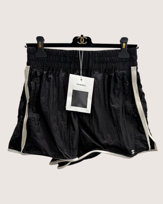 Chanel 26M Coco Beach Track Shorts Black, White FR 38