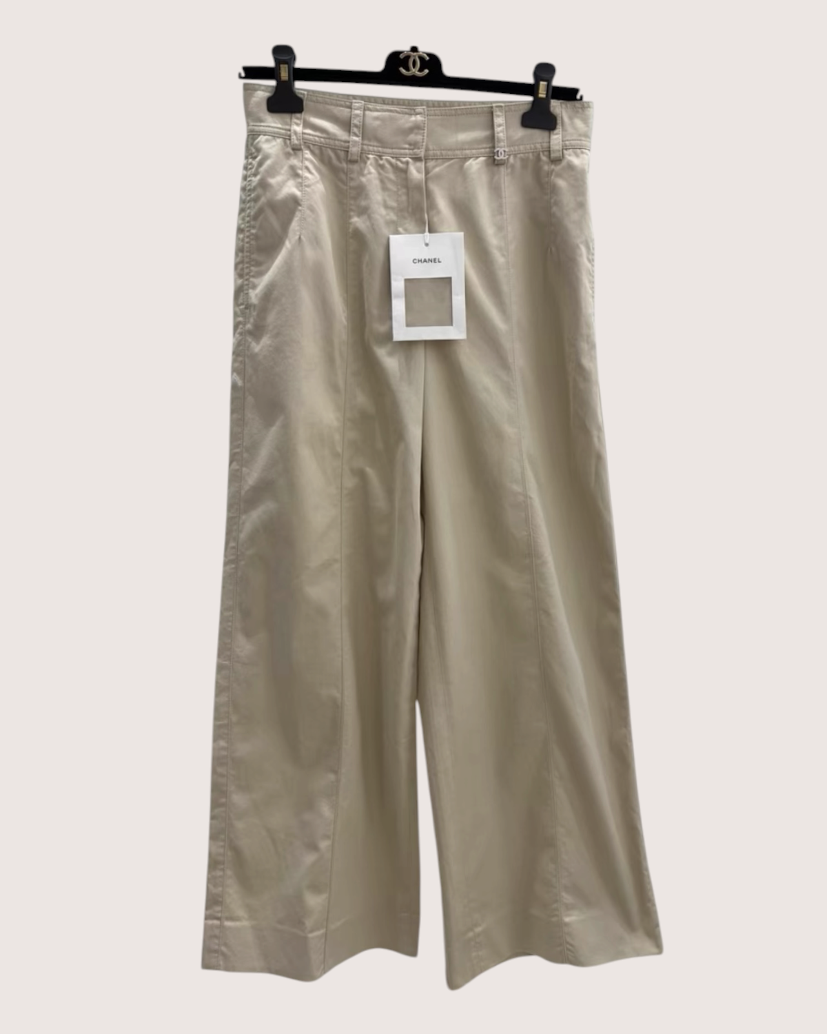Chanel 26P Wide-Leg Trousers Beige/Ecru FR 36