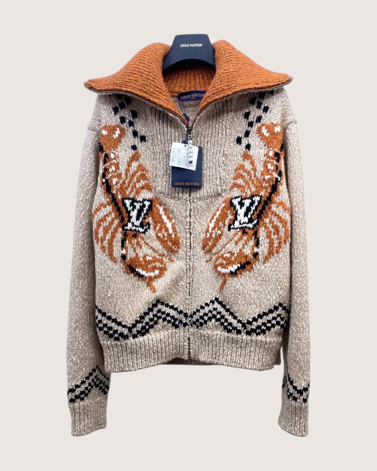 Louis Vuitton Pearl Zip-Up Blouson Jacket Beige/Ecru, Orange, Multicolor FR 36