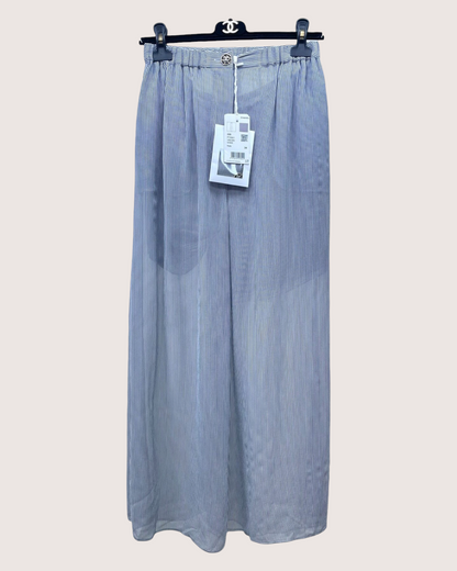 Chanel 22S Striped Wide-Leg Trousers Blue, White FR 34