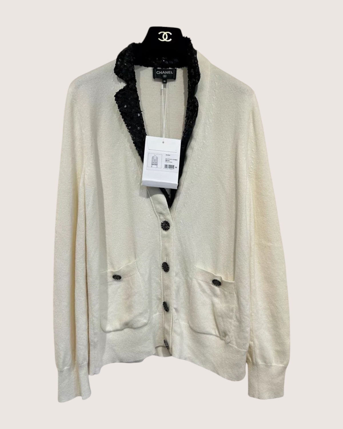 Chanel Sequin Cashmere Collared Sweater