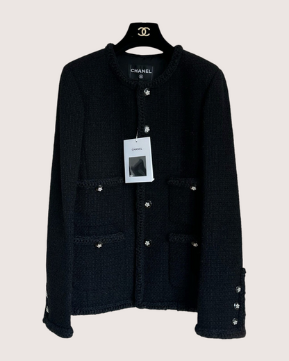 Chanel 23K Tweed Four-Pocket Jacket Black FR 34