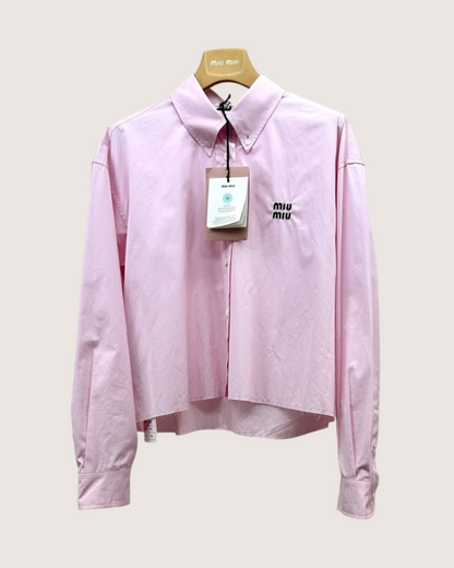 Miu Miu Embroidered Logo Shirt Pink FR 34