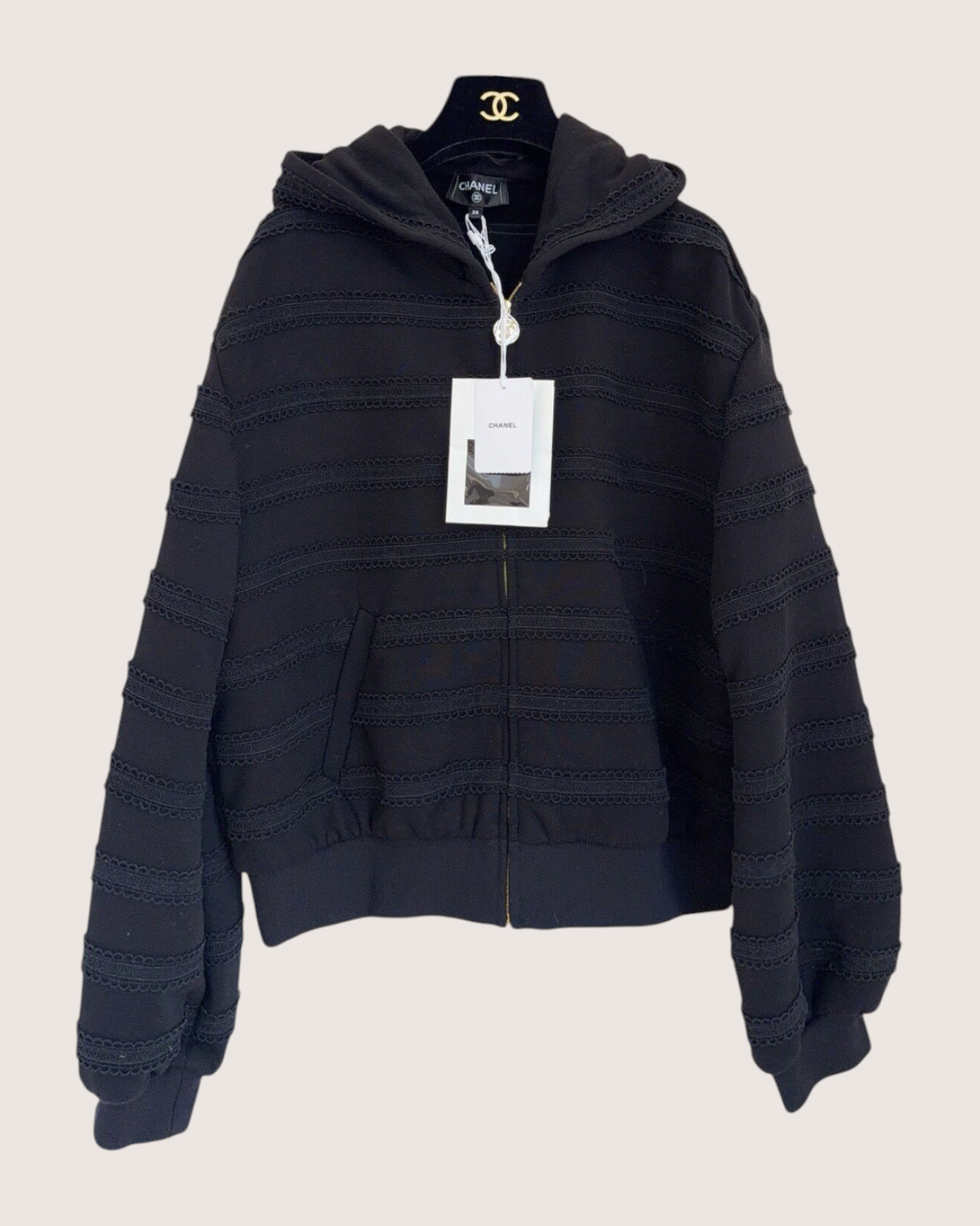 Chanel 24M Coco Beach Zip-Up Hoodie Black FR 38