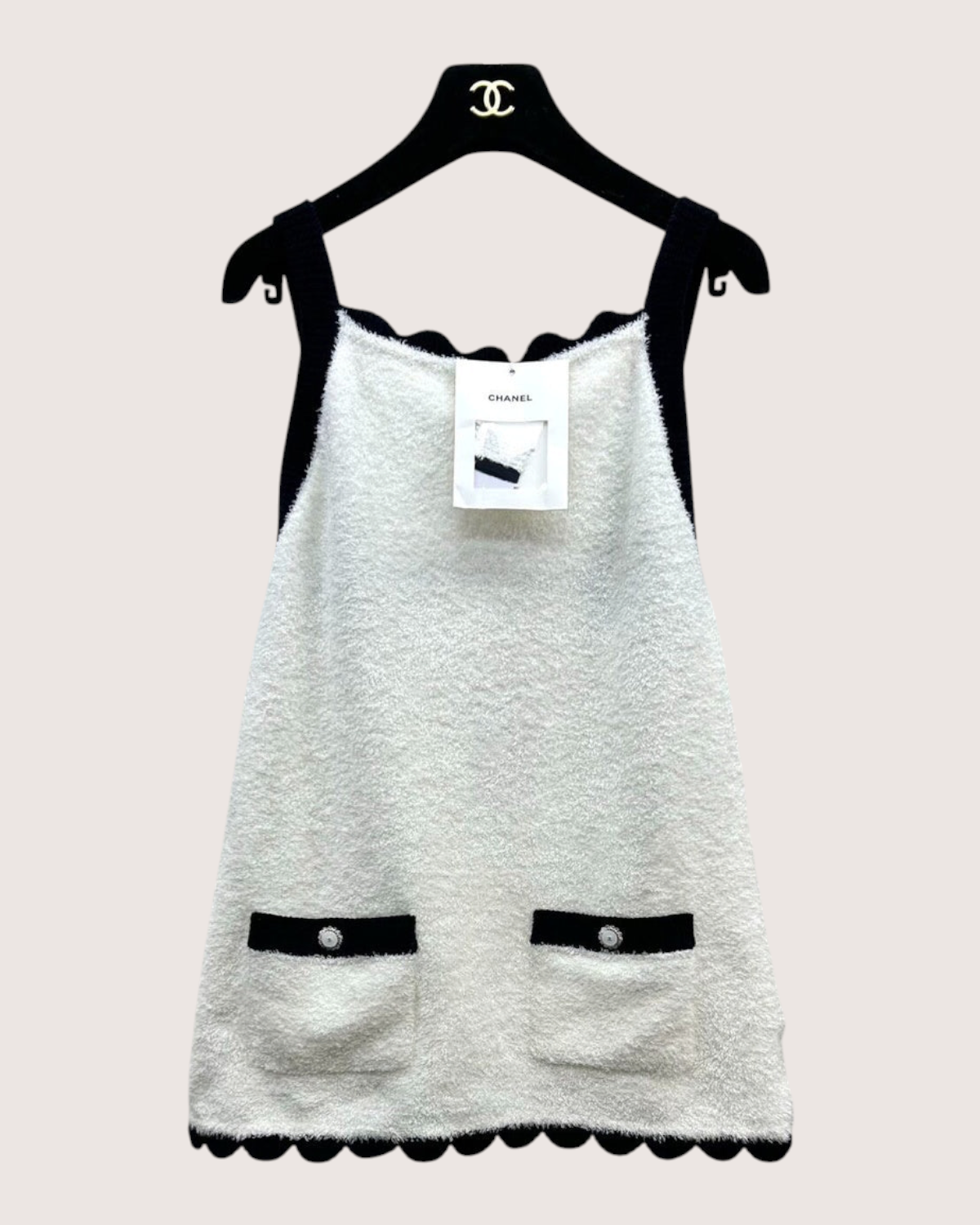 Chanel 26C Scalloped Pocket Top White, Black FR 36
