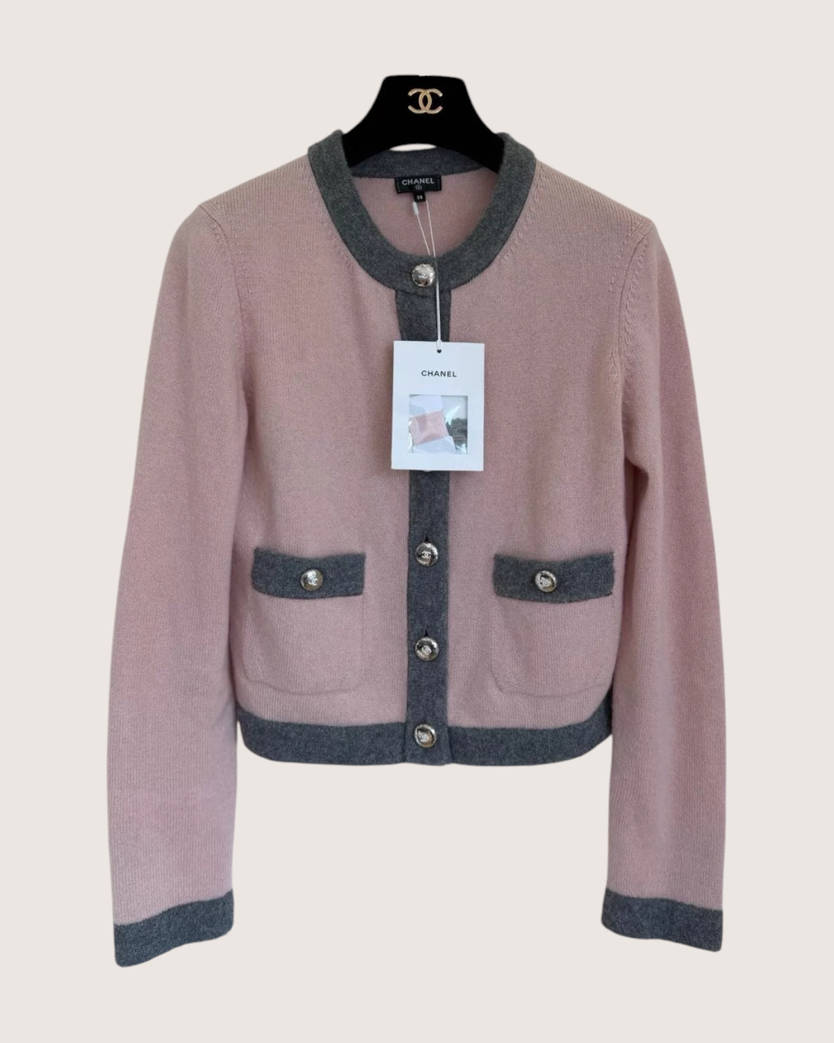 Chanel Cashmere Cardigan Pink, Grey