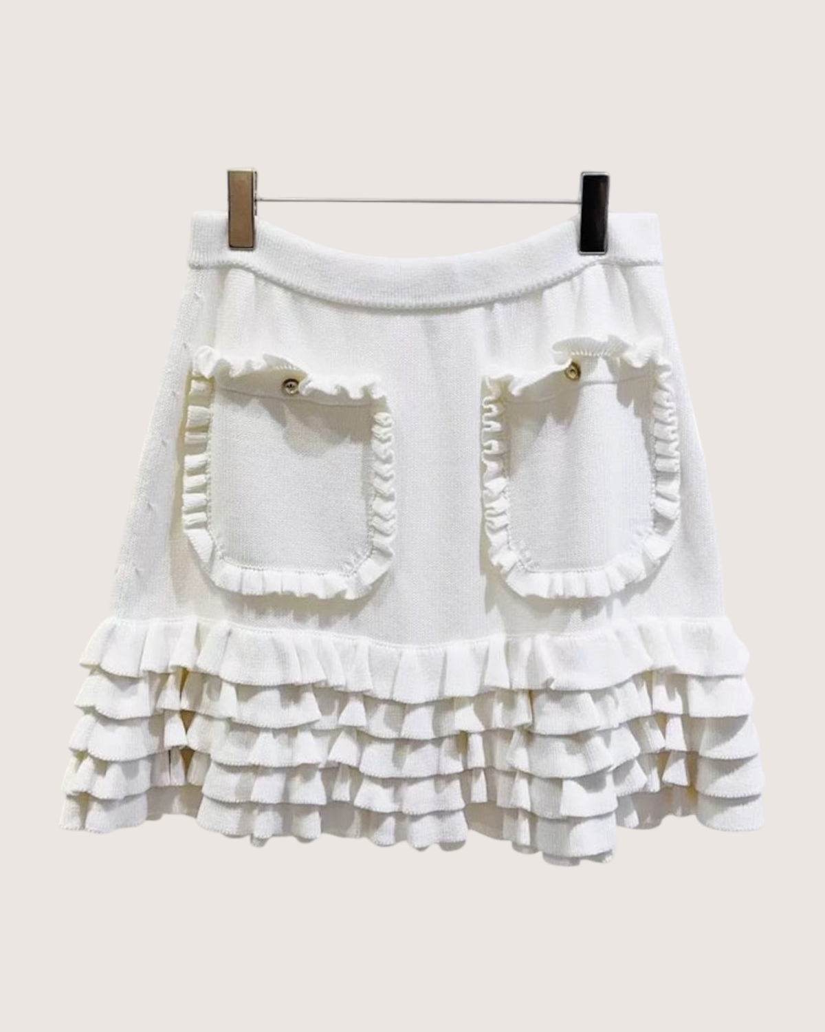 Chanel Ruffle-Tier Mini Skirt White FR 40